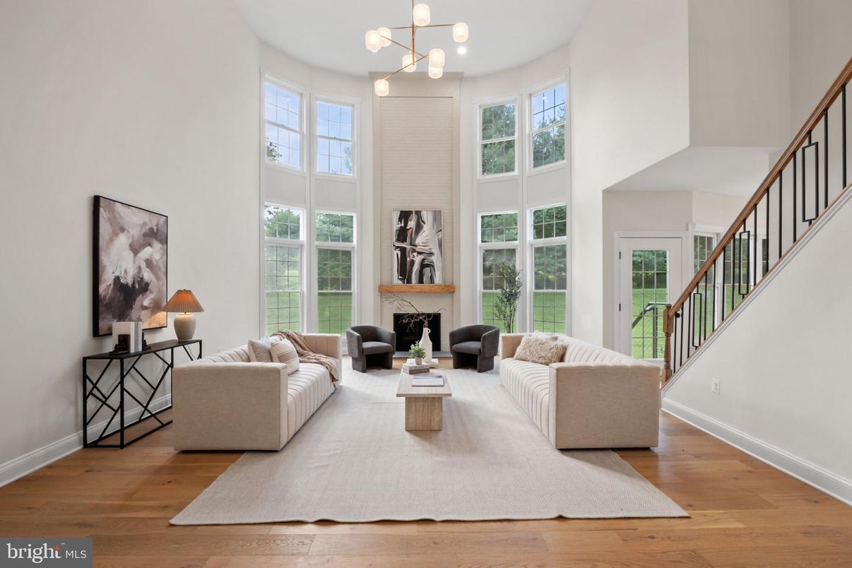 Fireplace, Interior, Living room, Pendant Lights, Wood Texture Flooring