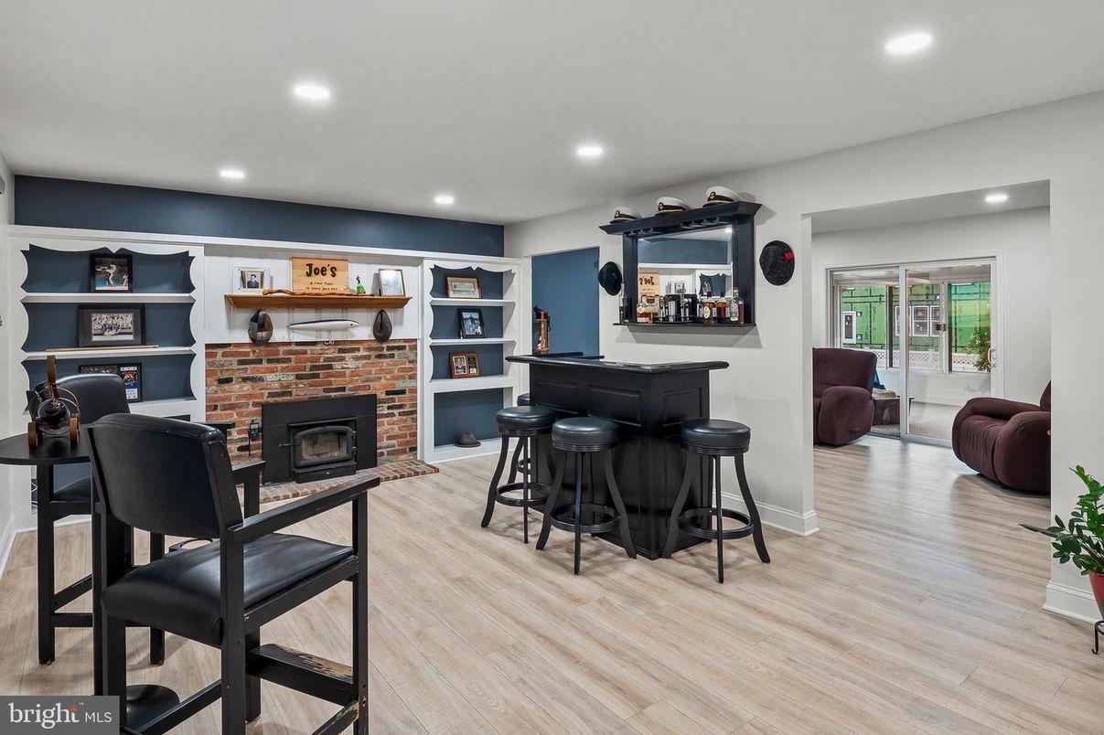 Fireplace, Interior, Recessed Lighting, Wood Texture Flooring