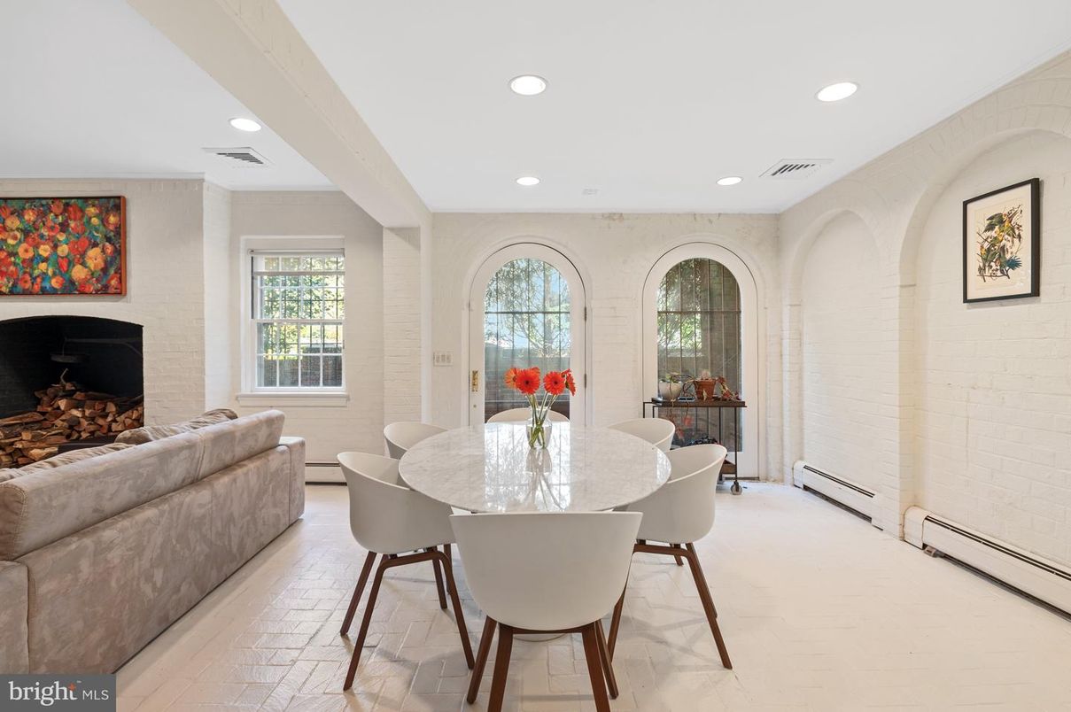 Dining room, Fireplace, Interior, Living room, Recessed Lighting