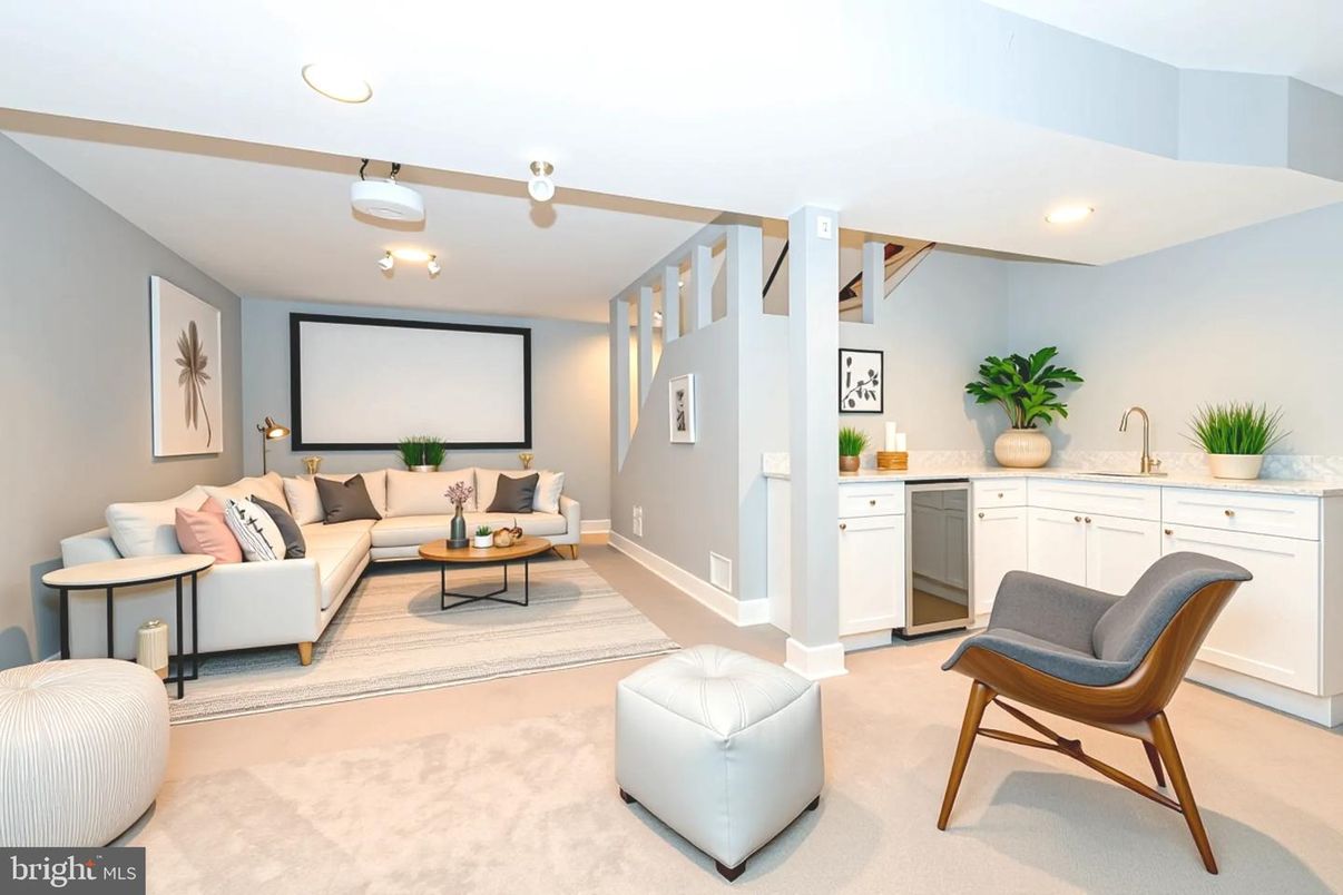 Interior, Living room, Projection Screen, Recessed Lighting