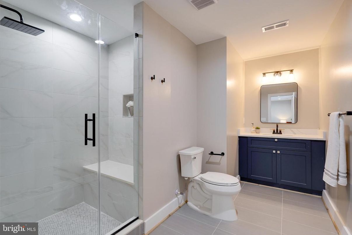 Bathroom, Glass Shower, Interior, Recessed Lighting
