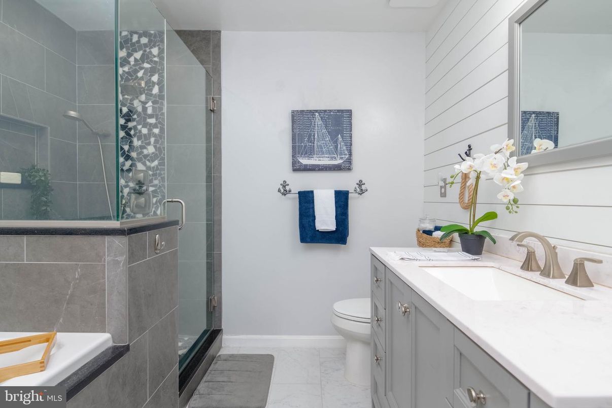 Bathroom, Glass Shower, Interior, Marble