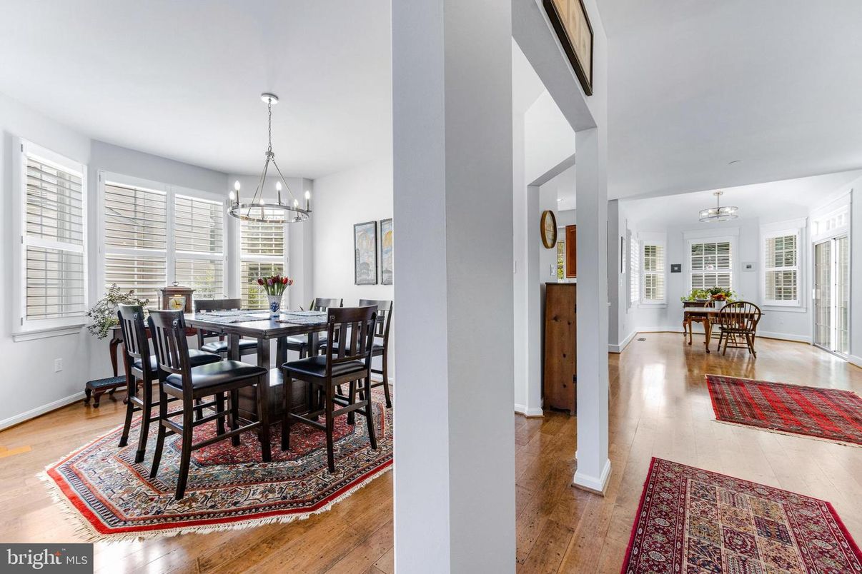 Chandelier, Dining room, Interior, Pendant Lights, Wood Texture Flooring