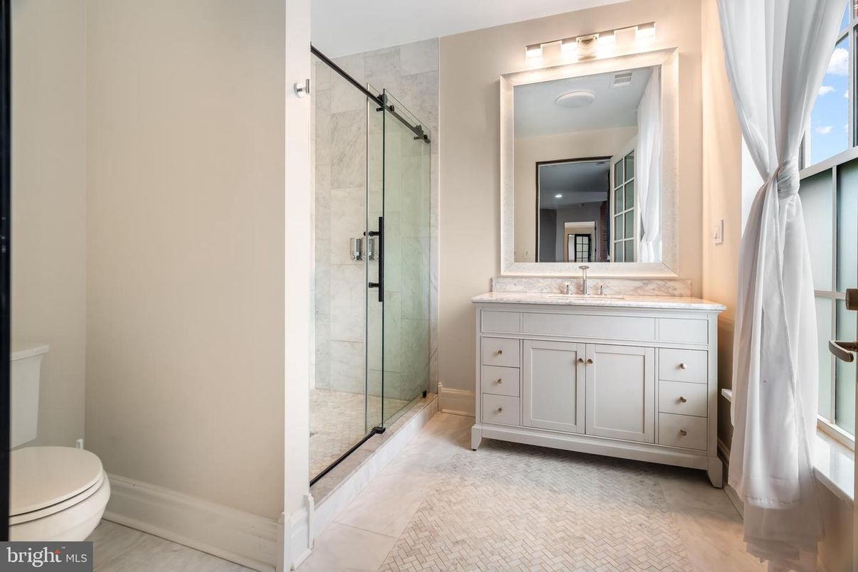 Bathroom, Glass Shower, Interior, Marble Walls