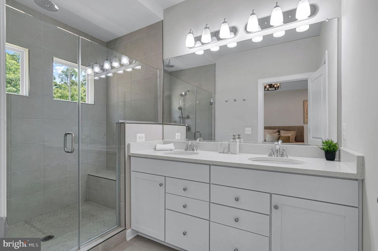 Bathroom, Dual Sink Vanities, Glass Shower, Interior