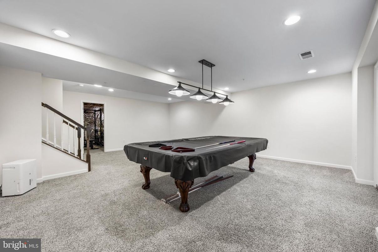 Billiard Table, Game Room, Interior, Pendant Lights, Recessed Lighting