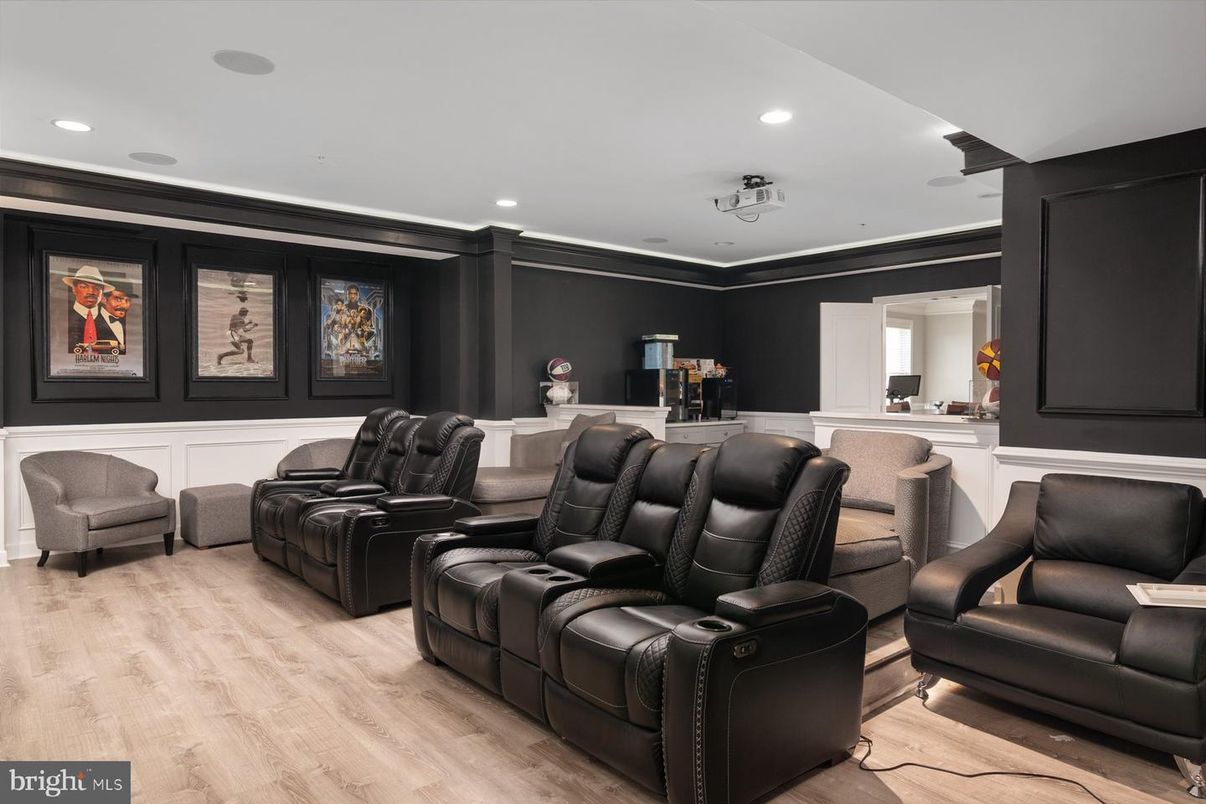 Home Theatre Room, Interior, Recessed Lighting, Theatre Room, Wood Texture Flooring