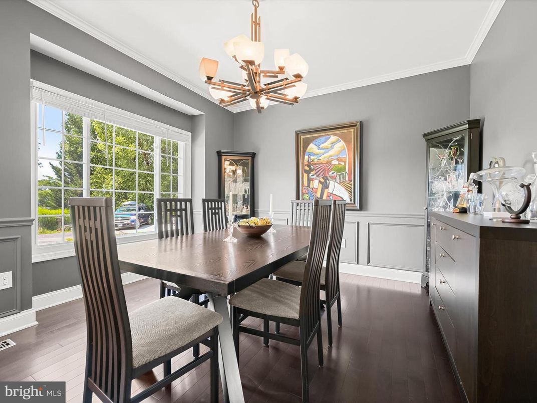 Chandelier, Dining room, Interior, Wood Texture Flooring