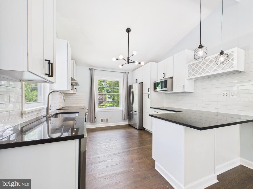 Interior, Kitchen, Pendant Lights, Stainless Steel Appliances, Wood Texture Flooring