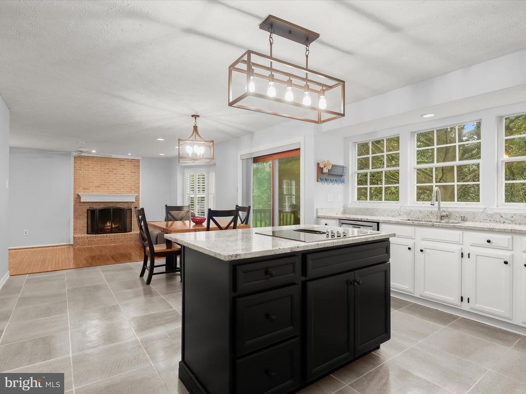 Dining room, Fireplace, Interior, Kitchen, Living room, Pendant Lights, Recessed Lighting
