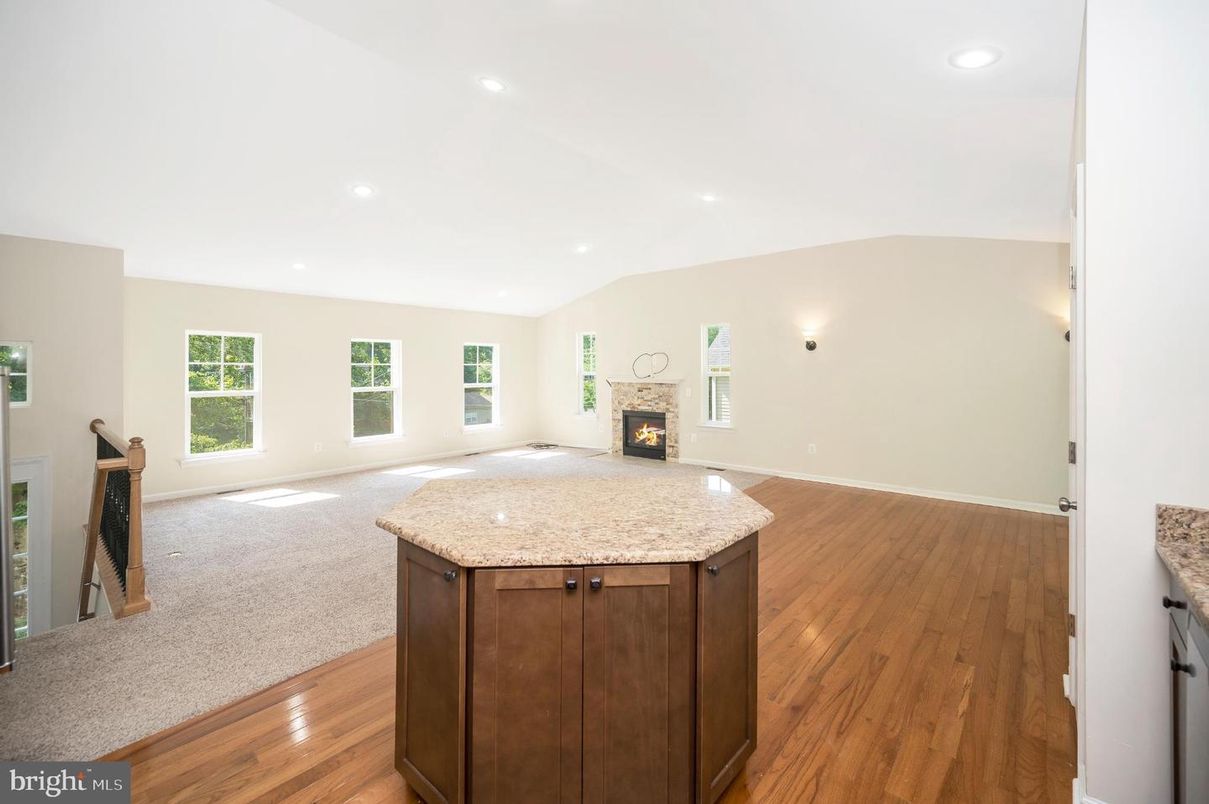 Fireplace, Interior, Recessed Lighting, Wood Texture Flooring