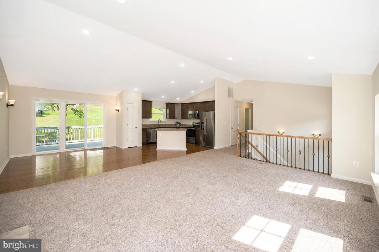 Empty room, Interior, Kitchen, Recessed Lighting, Wood Texture Flooring