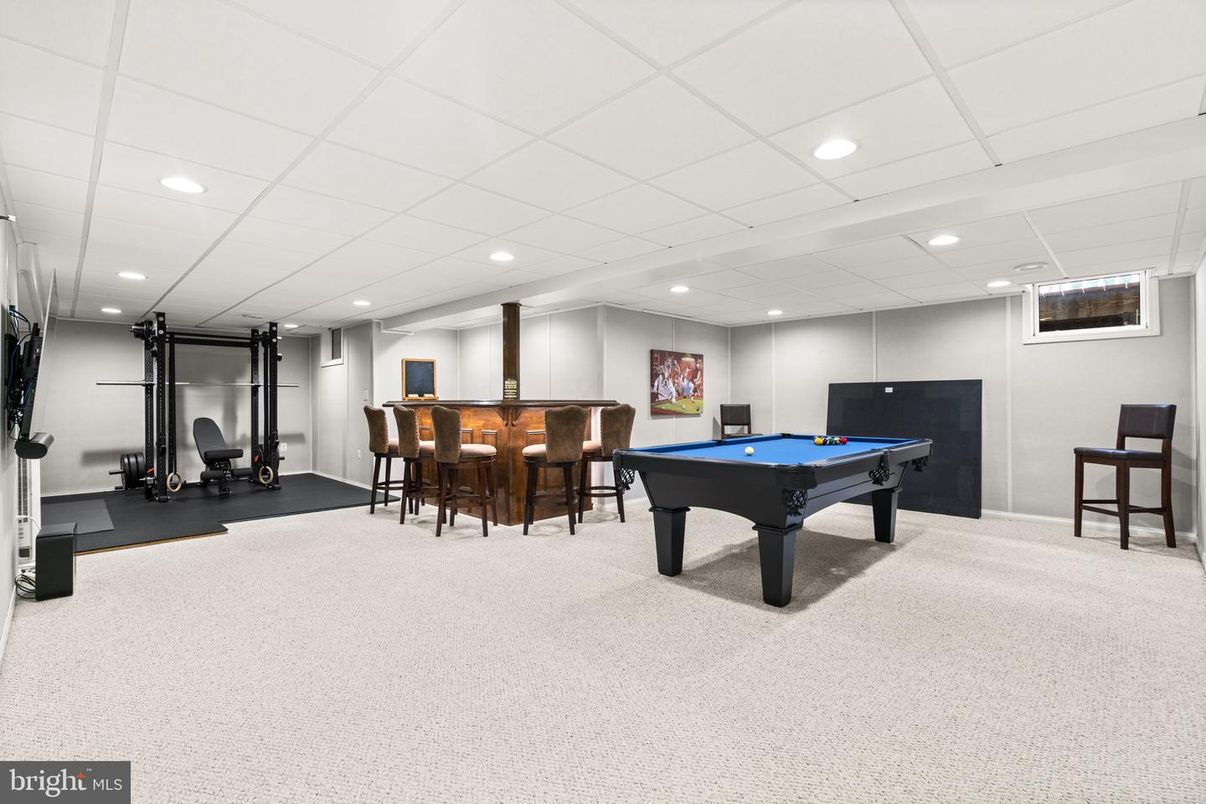 Billiard Table, Fitness Equipment, Game Room, Interior, Recessed Lighting