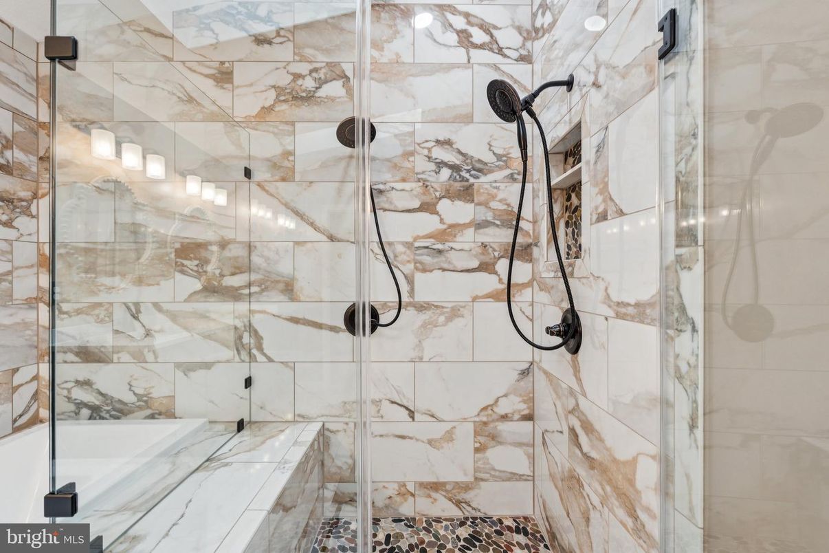 Bathroom, Glass Shower, Interior, Marble Walls