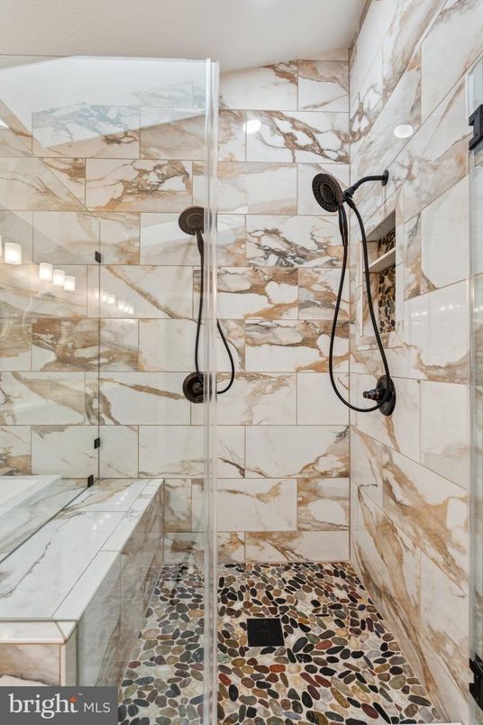 Bathroom, Glass Shower, Interior, Marble Walls