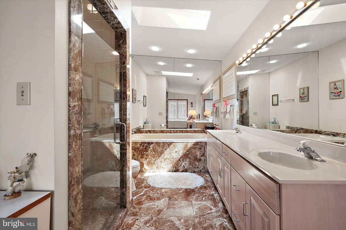 Bathroom, Dual Sink Vanities, Glass Shower, Interior, Recessed Lighting
