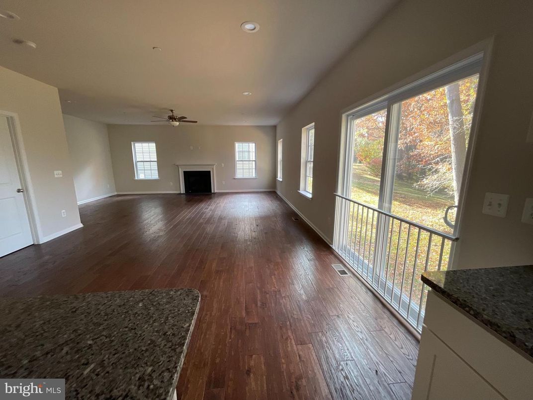 Empty room, Fireplace, Interior, Recessed Lighting, Wood Texture Flooring