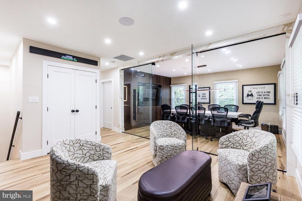 Dining room, Interior, Recessed Lighting, Wood Texture Flooring