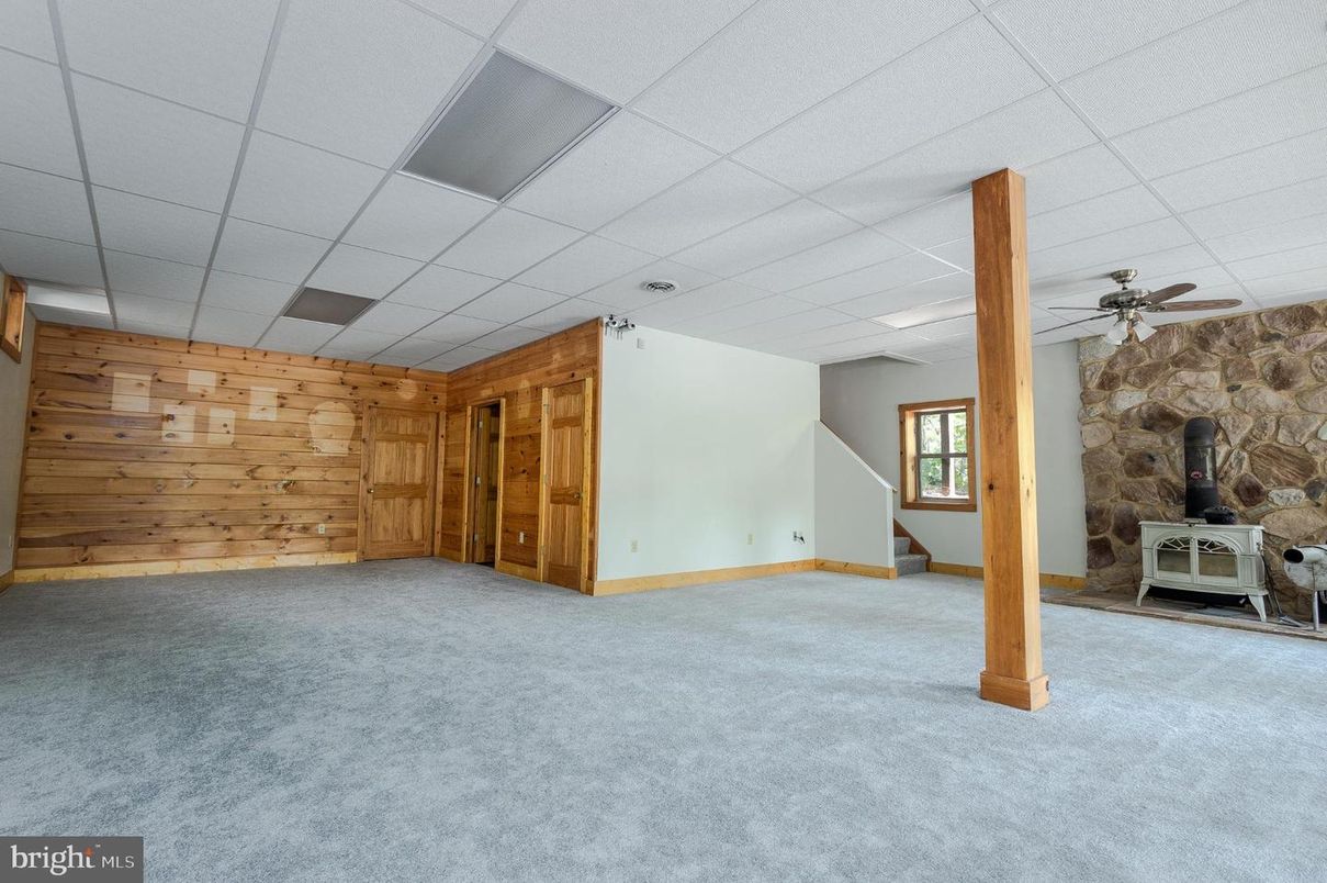 Empty room, Fireplace, Interior, Stone Walls, Wooden Walls
