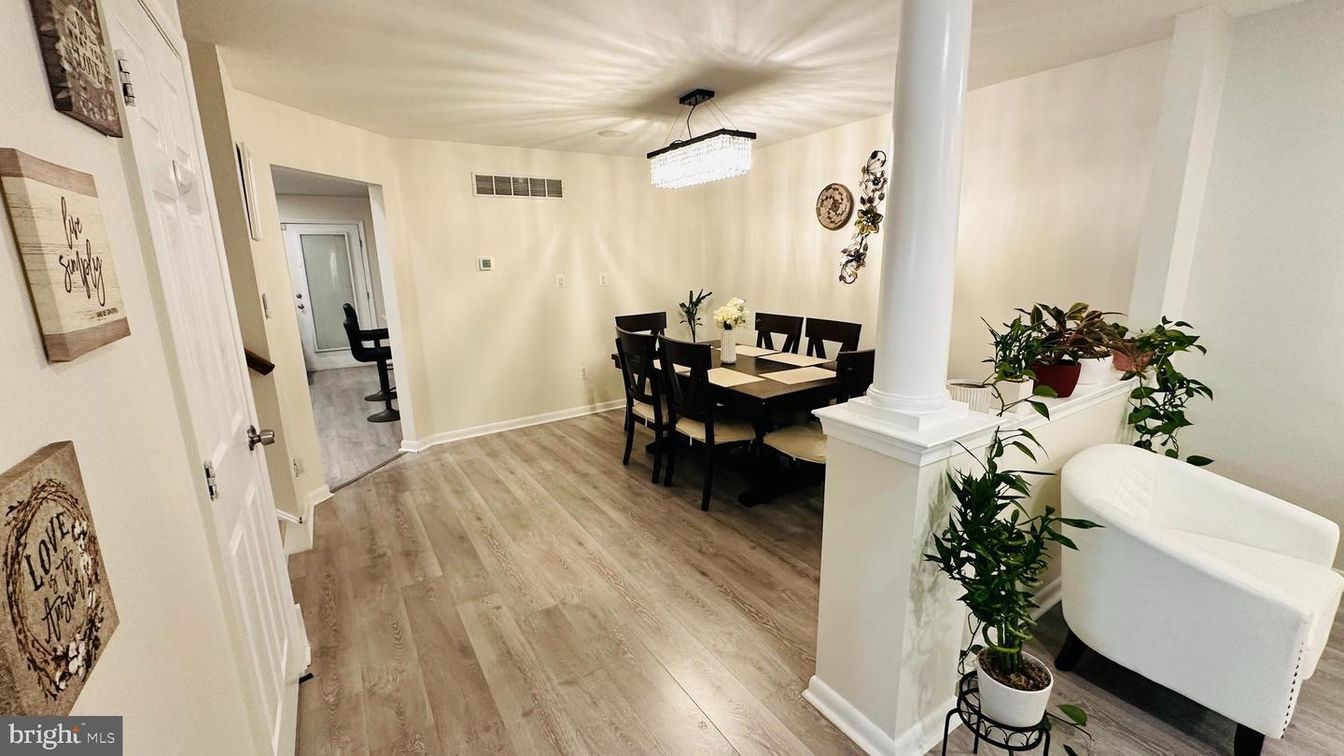 Chandelier, Dining room, Interior, Wood Texture Flooring