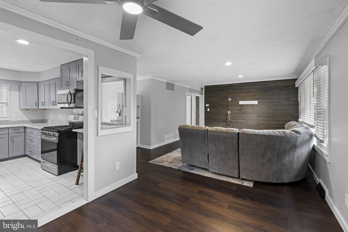 Interior, Kitchen, Recessed Lighting, Wood Texture Flooring, Wooden Walls