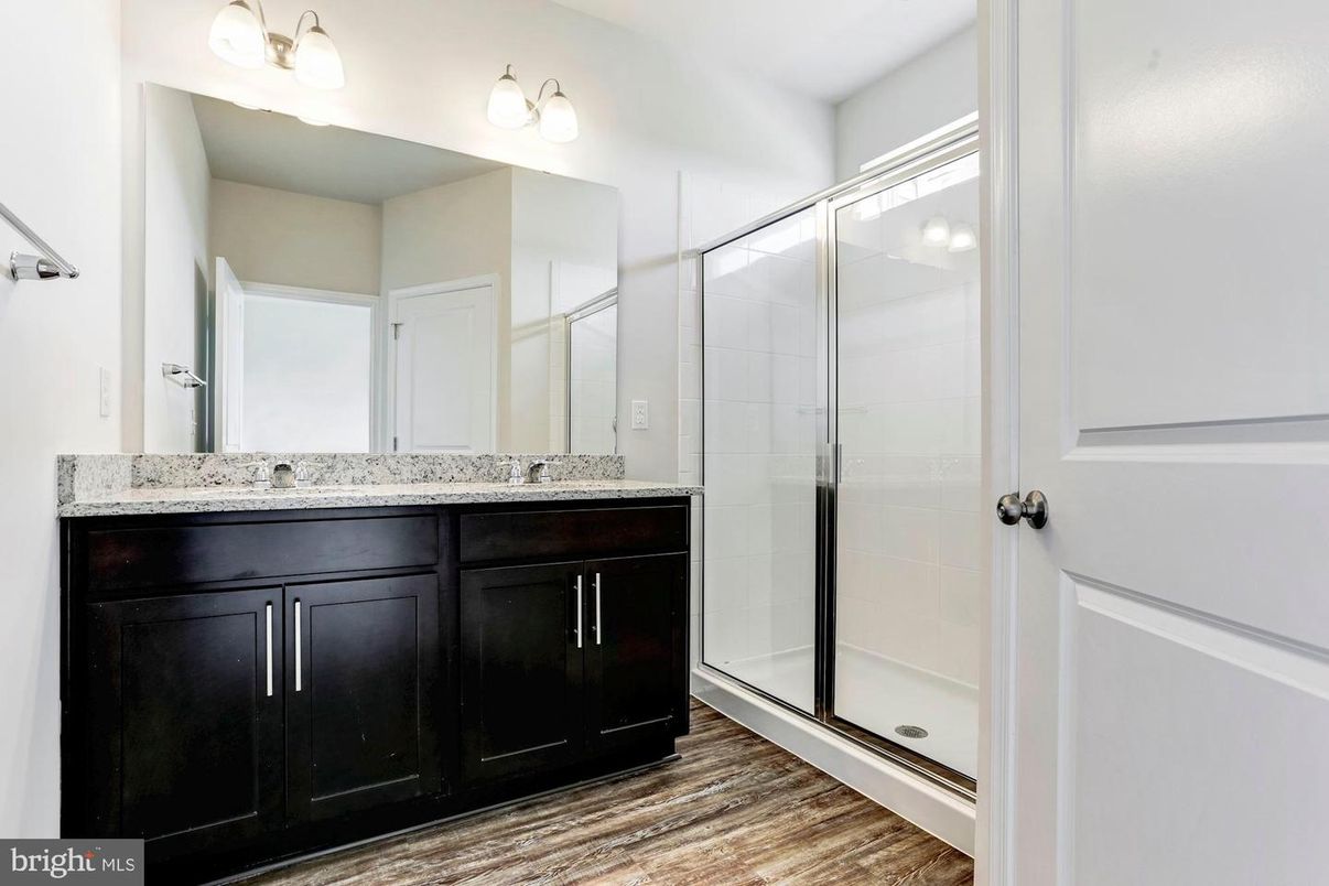 Bathroom, Glass Shower, Interior, Wood Texture Flooring