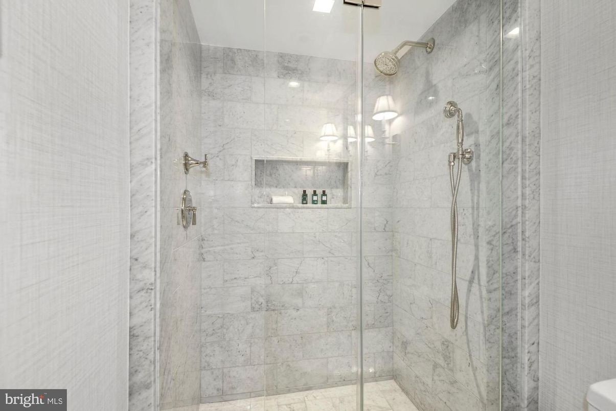 Bathroom, Glass Shower, Interior, Marble Walls