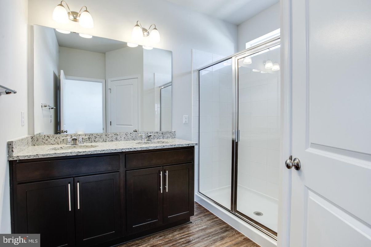 Bathroom, Glass Shower, Interior, Wood Texture Flooring