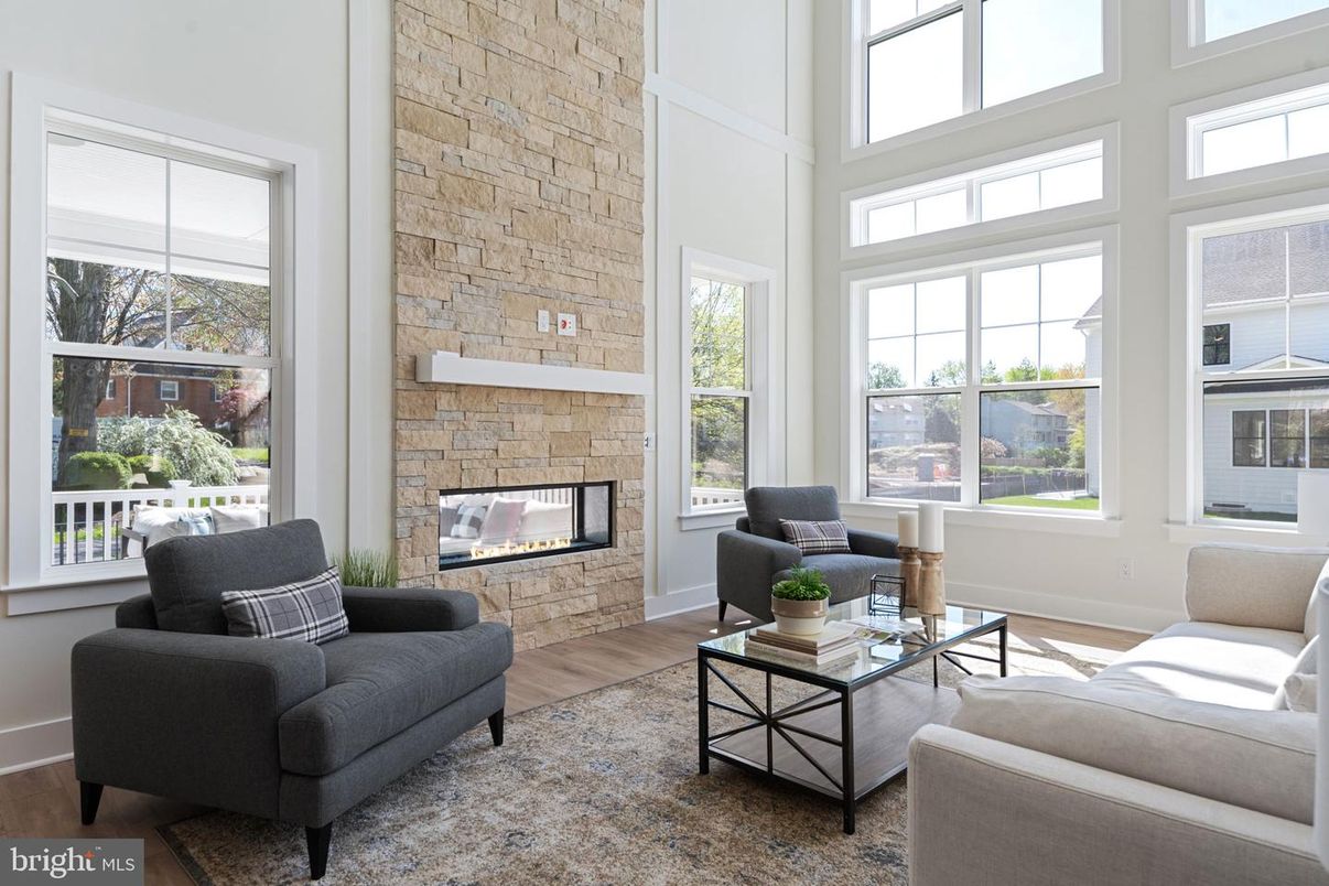 Fireplace, Interior, Living room, Stone Walls, Wood Texture Flooring
