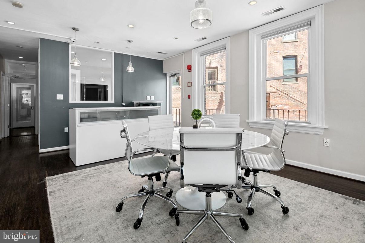 Home Office, Interior, Pendant Lights, Recessed Lighting, Wood Texture Flooring