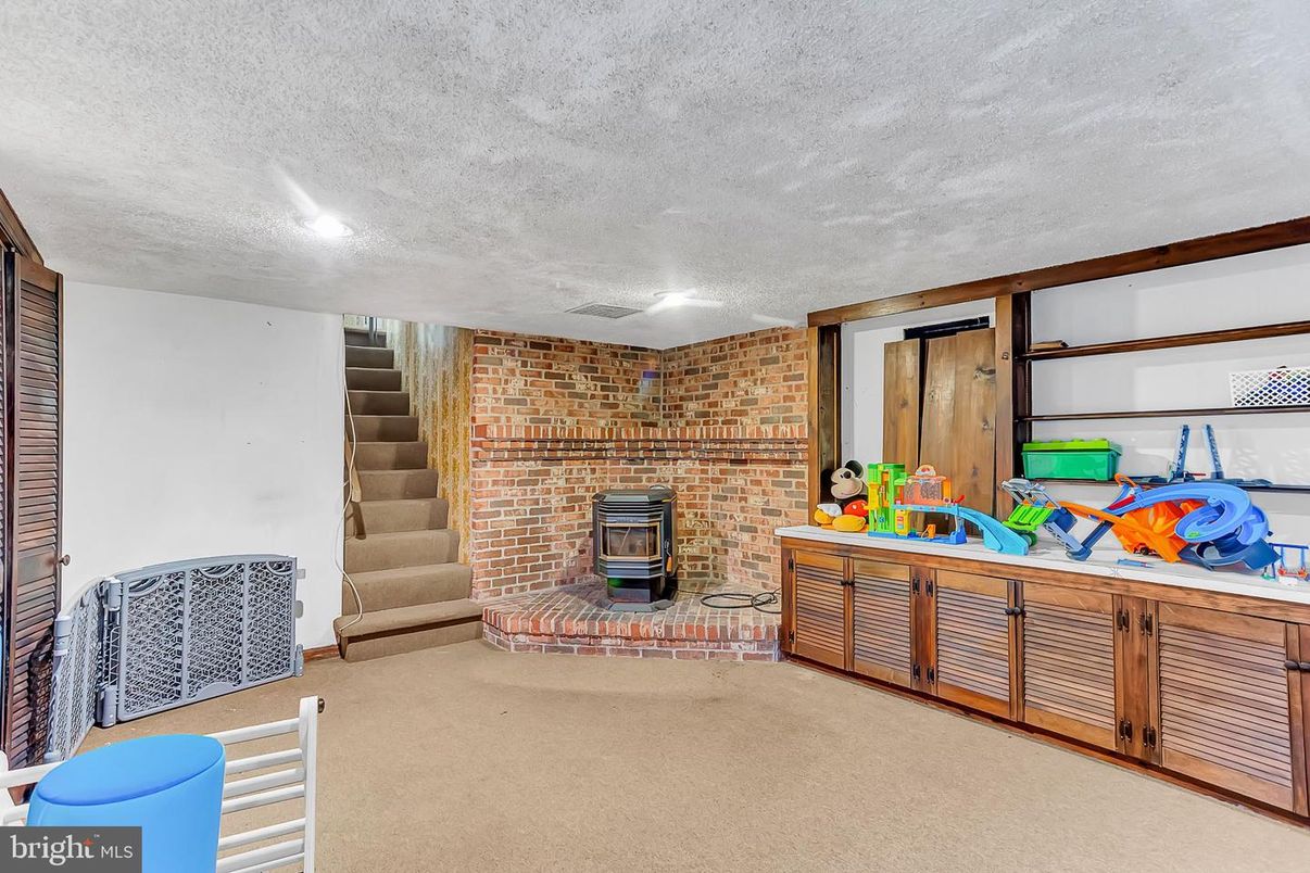 Fireplace, Interior, Recessed Lighting, Stone Walls