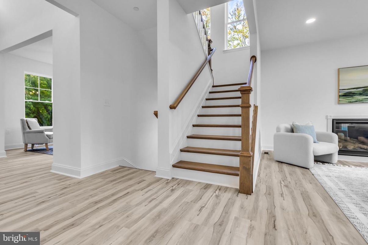 Fireplace, Interior, Recessed Lighting, Wood Texture Flooring