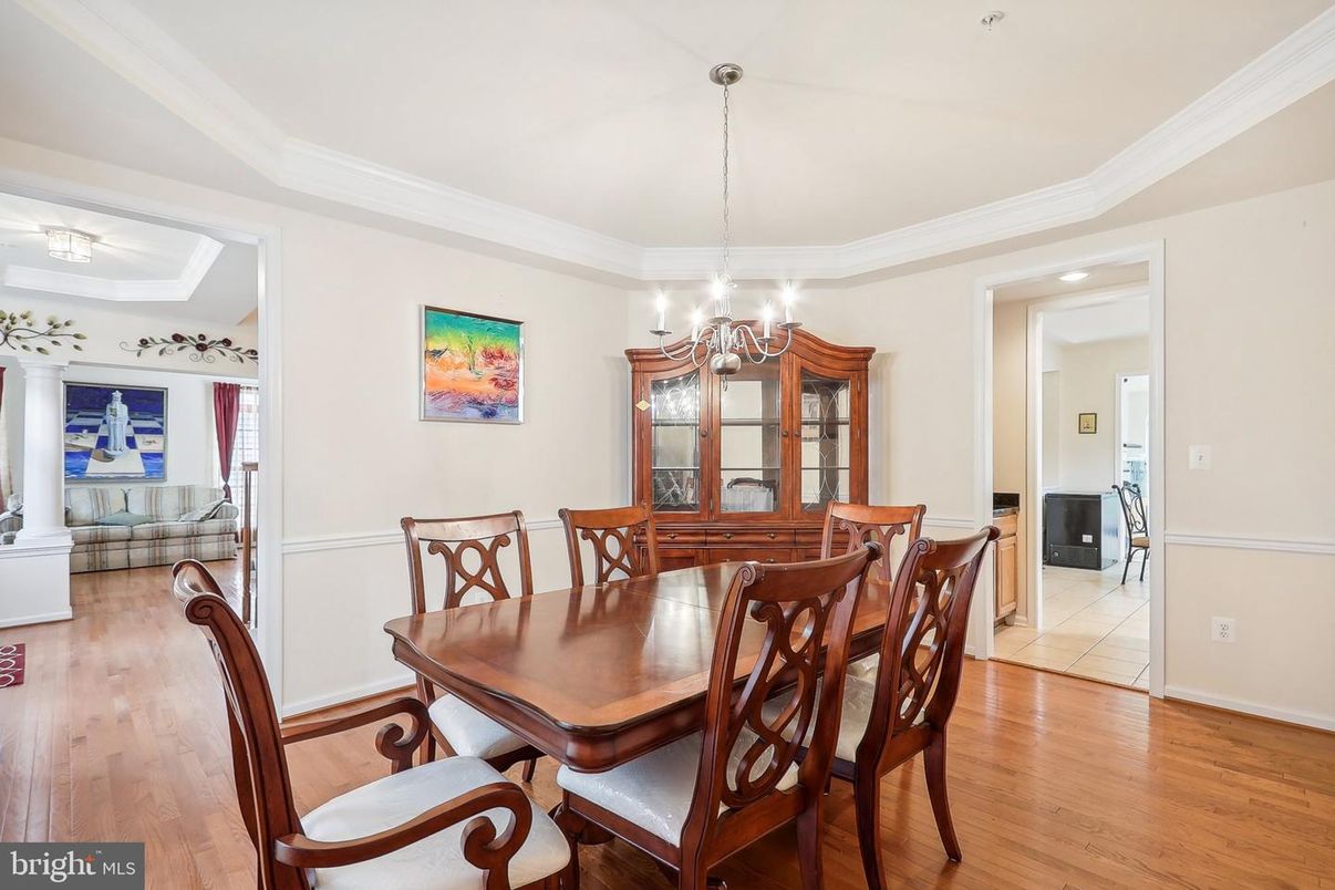 Chandelier, Dining room, Interior, Wood Texture Flooring