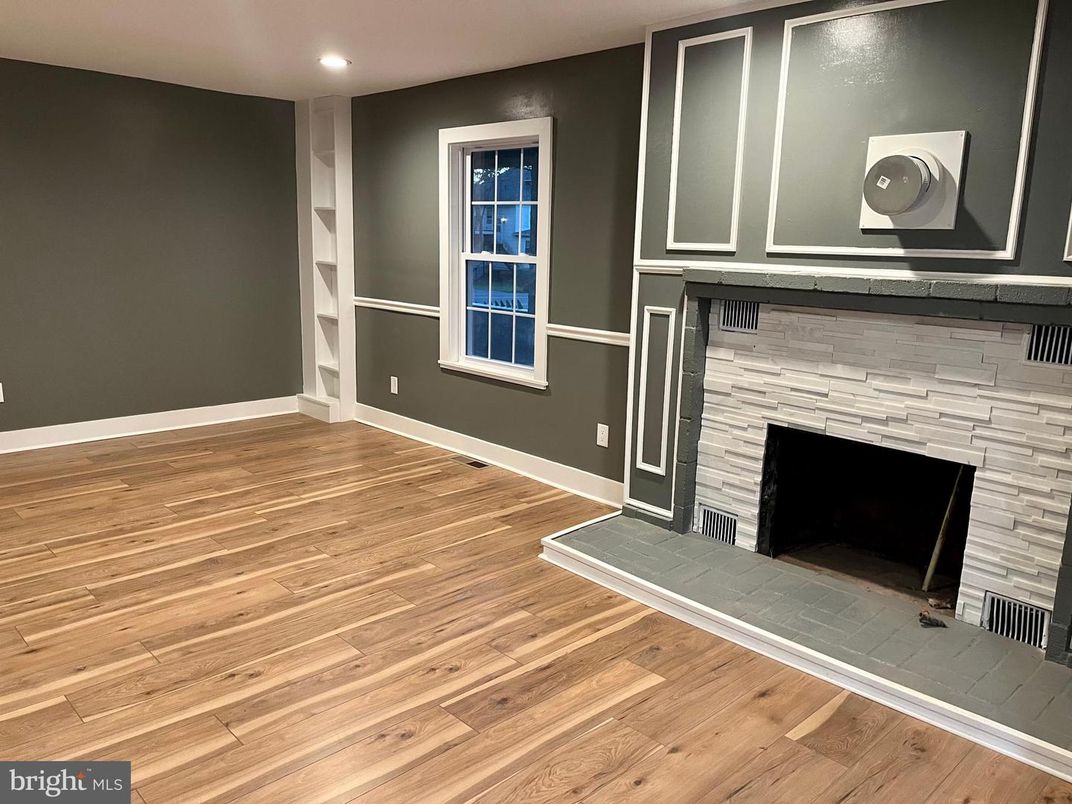 Empty room, Fireplace, Interior, Recessed Lighting, Wood Texture Flooring