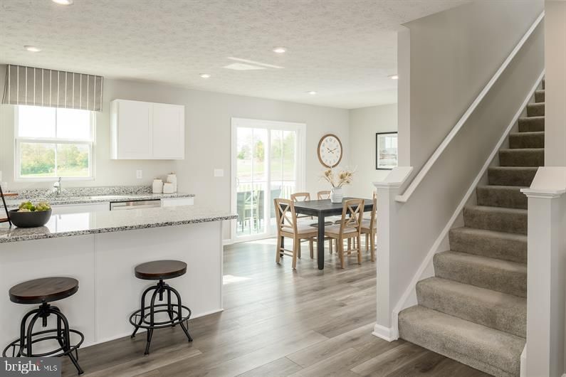Dining room, Interior, Recessed Lighting, Wood Texture Flooring