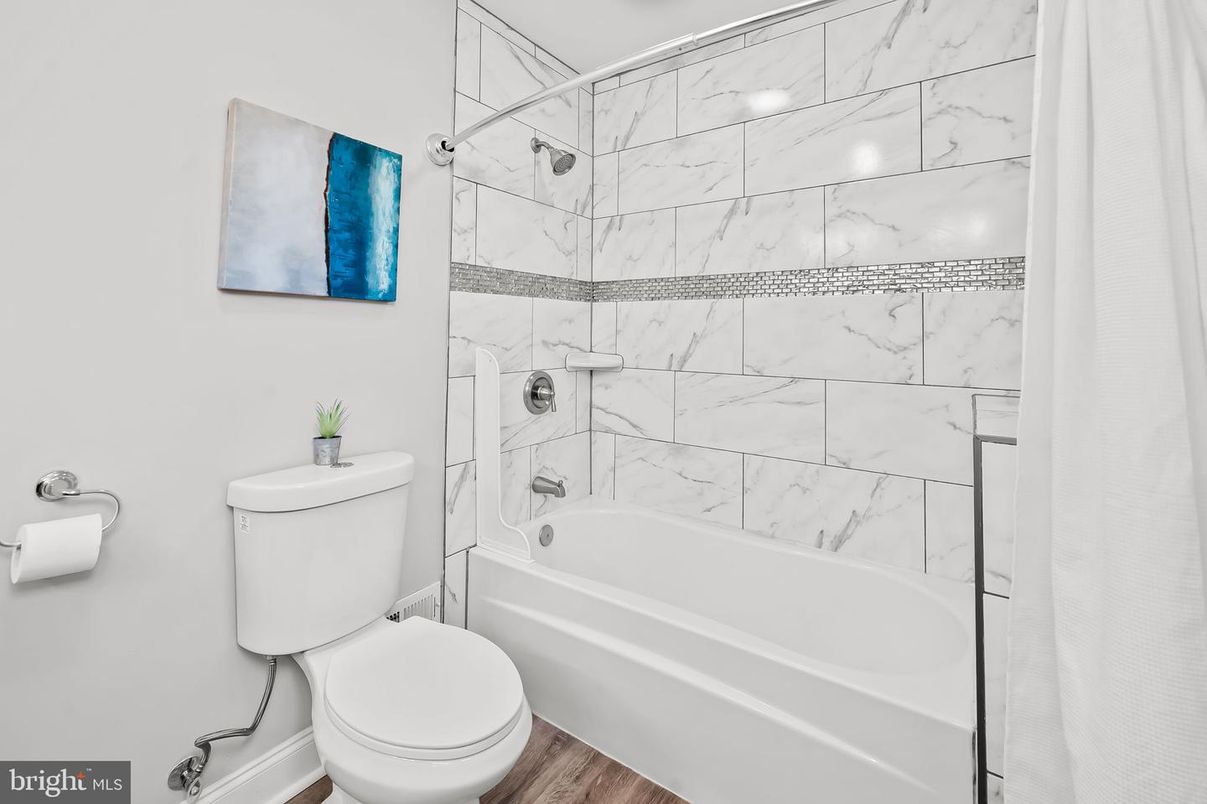 Bathroom, Interior, Marble Walls, Wood Texture Flooring