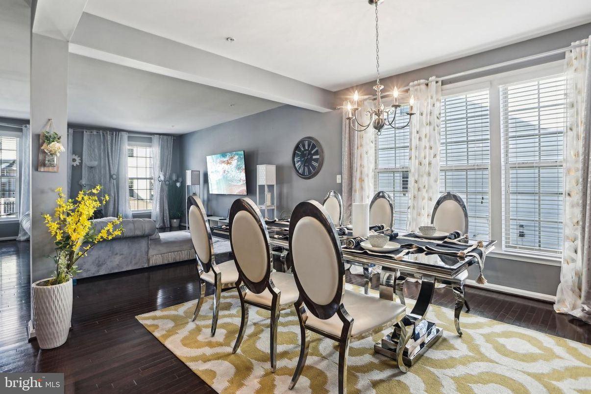 Chandelier, Dining room, Interior, Wood Texture Flooring