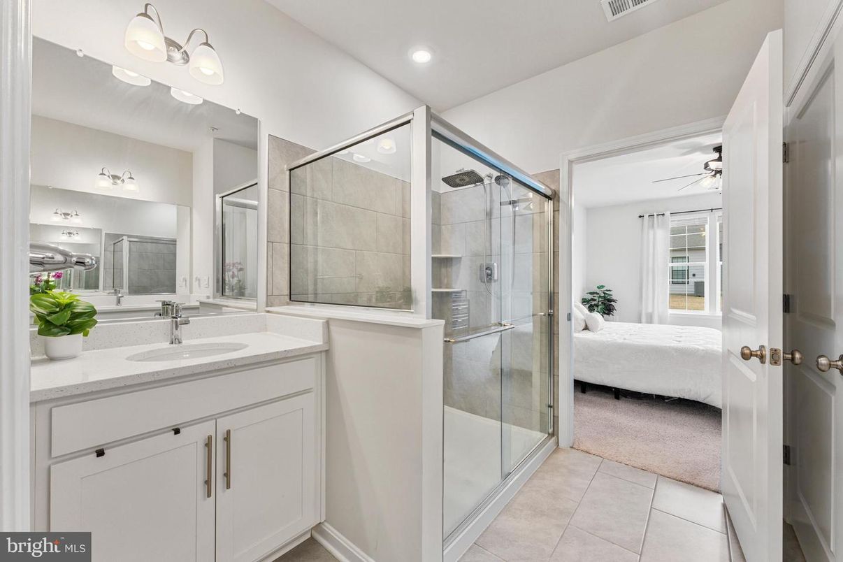Bathroom, Glass Shower, Interior, Recessed Lighting