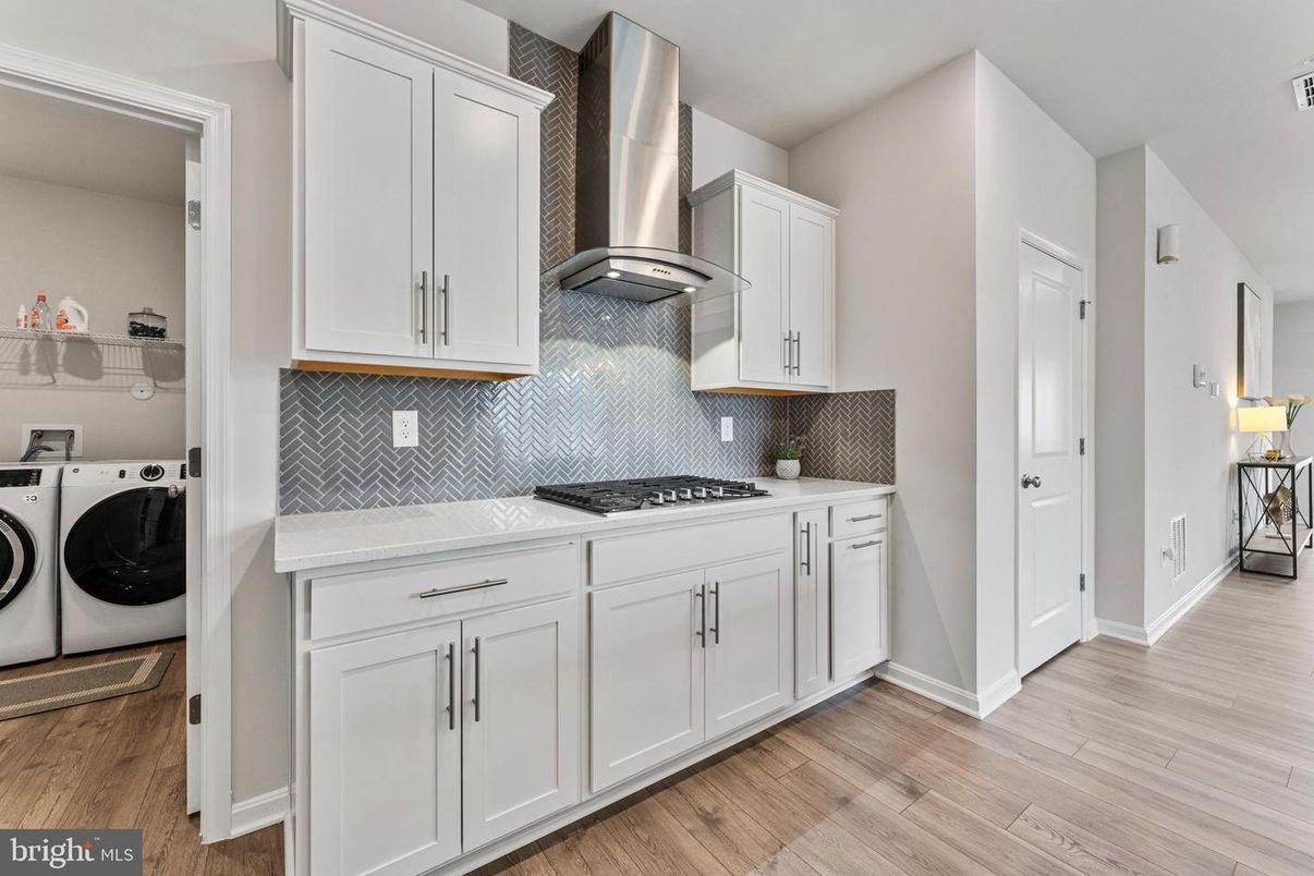 Interior, Kitchen, Washer, Wood Texture Flooring