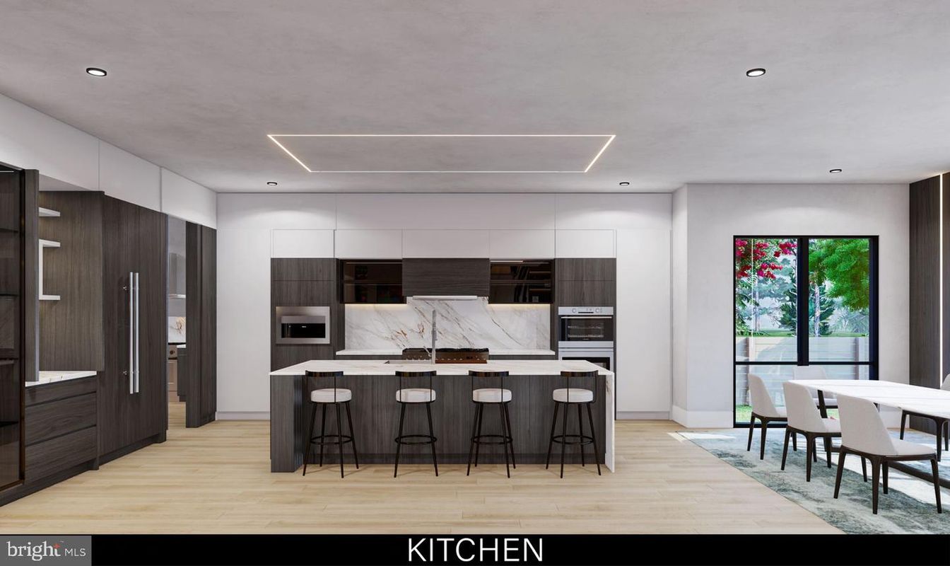 Dining room, Interior, Kitchen, Recessed Lighting, Stainless Steel Appliances, Wood Texture Flooring