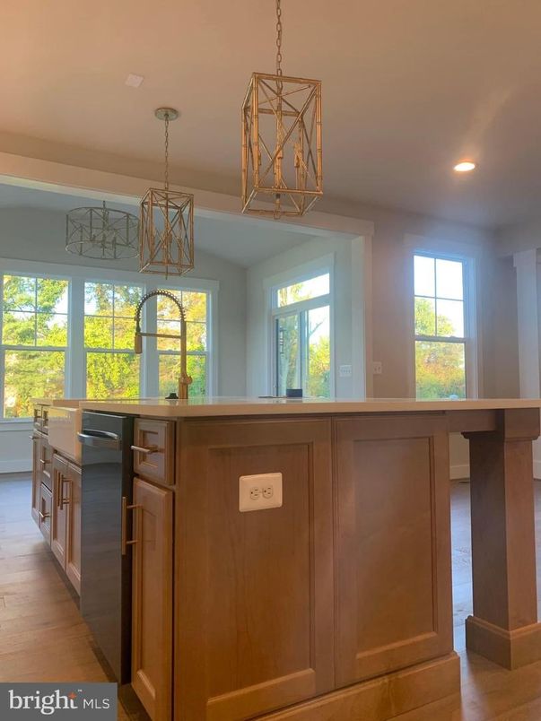 Interior, Kitchen, Pendant Lights, Recessed Lighting, Wood Texture Flooring