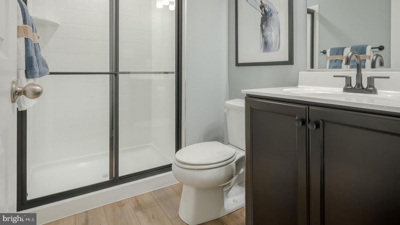 Bathroom, Glass Shower, Interior, Wood Texture Flooring