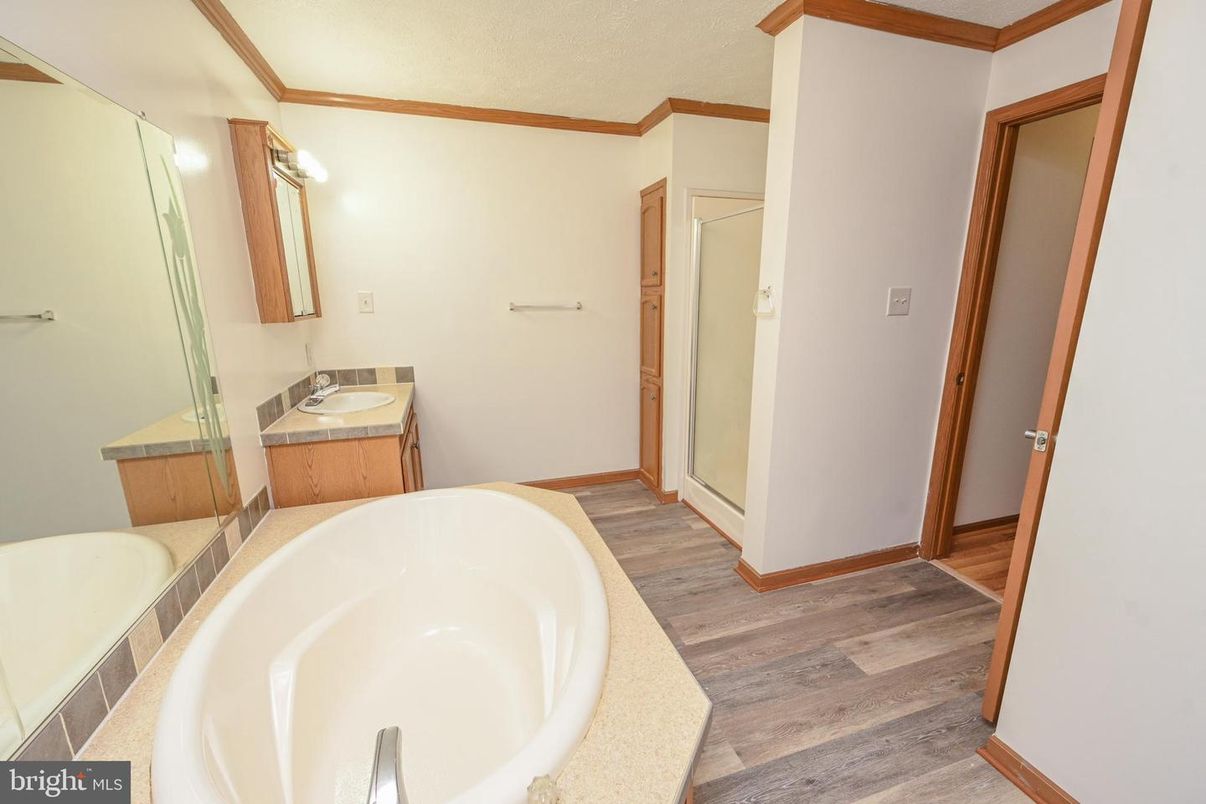 Bathroom, Free Standing Baths, Interior, Wood Texture Flooring