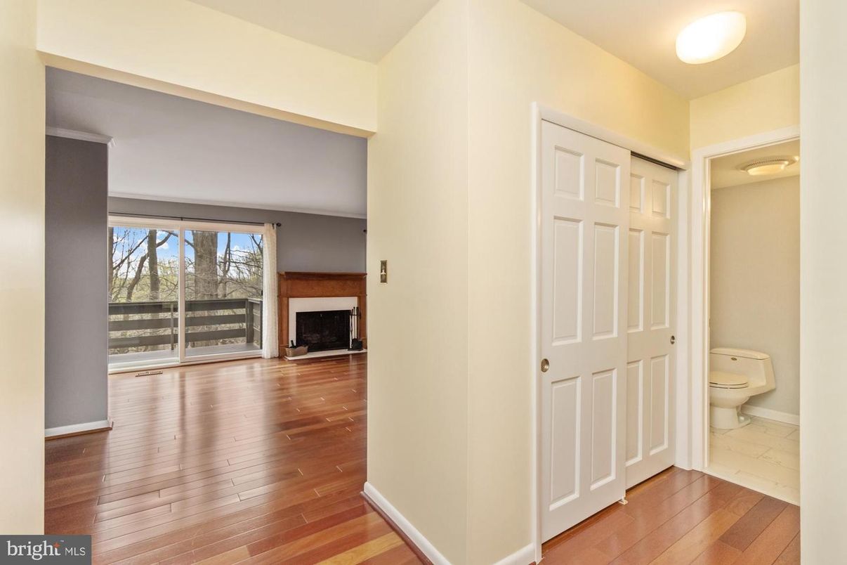 Bathroom, Empty room, Fireplace, Interior, Wood Texture Flooring