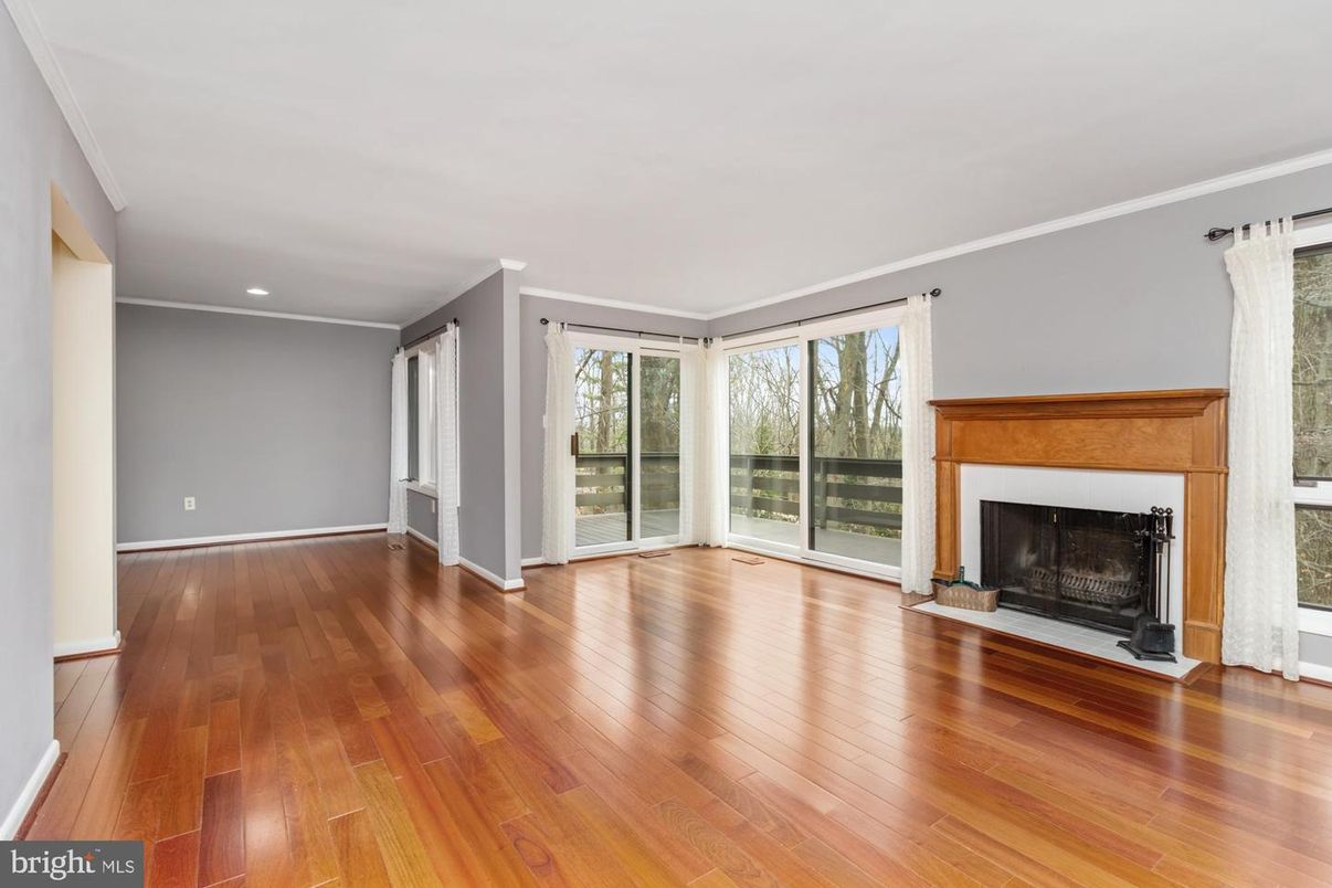 Empty room, Fireplace, Interior, Recessed Lighting, Wood Texture Flooring