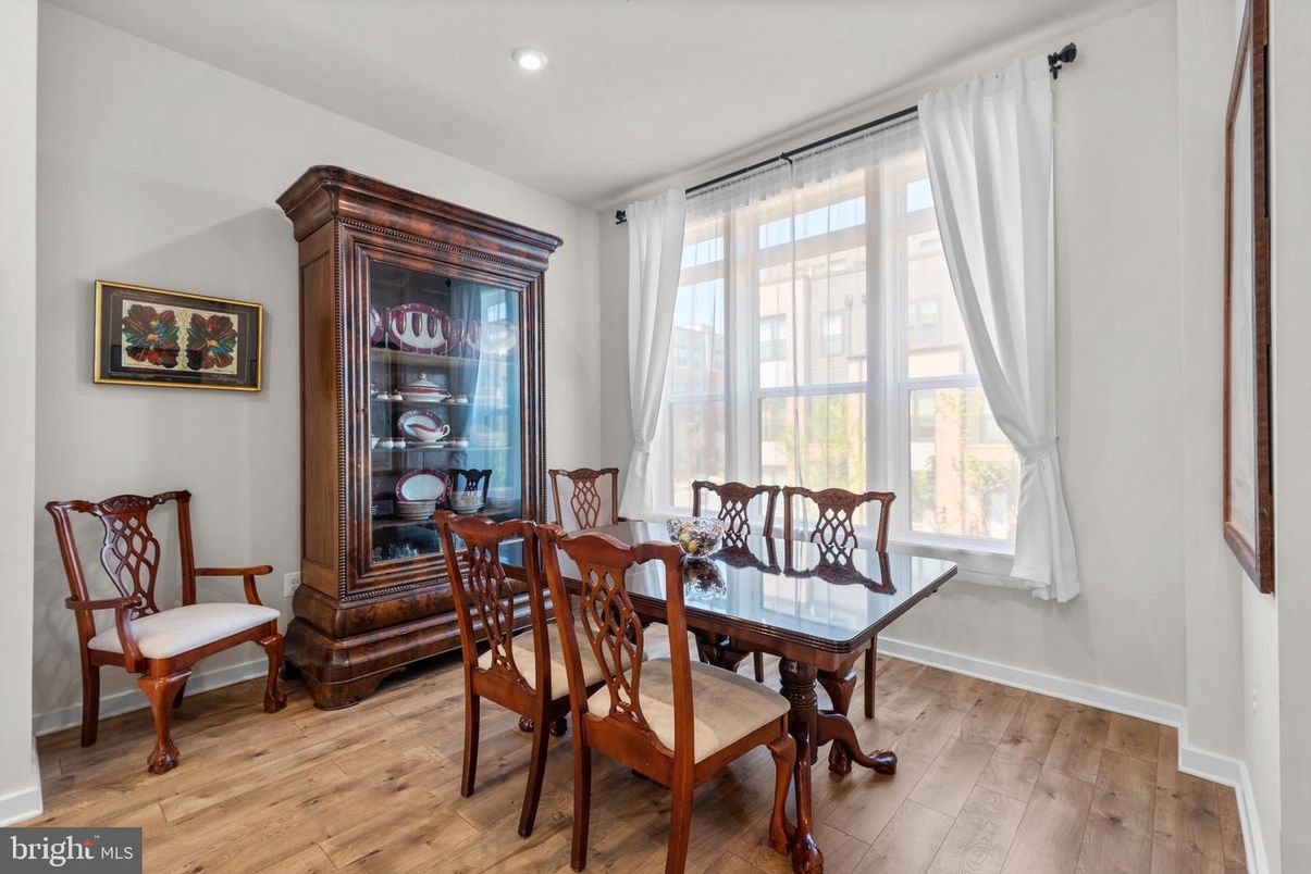 Dining room, Interior, Recessed Lighting, Wood Texture Flooring