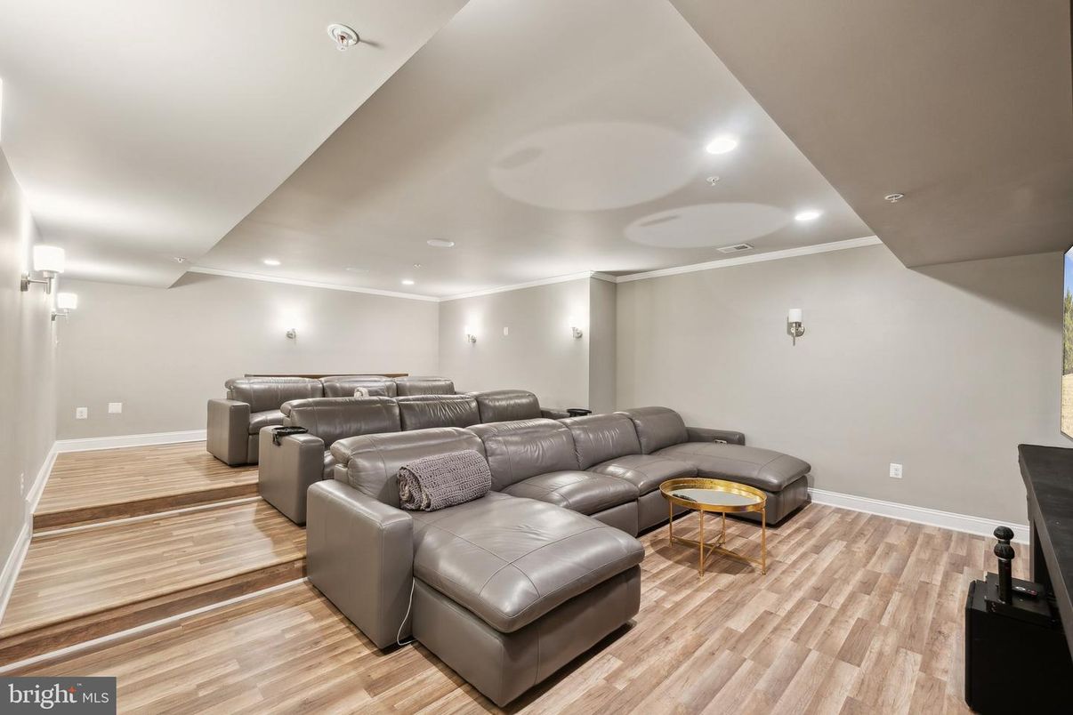 Interior, Recessed Lighting, Theatre Room, Wood Texture Flooring