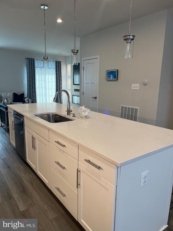 Interior, Kitchen, Pendant Lights, Recessed Lighting, Wood Texture Flooring