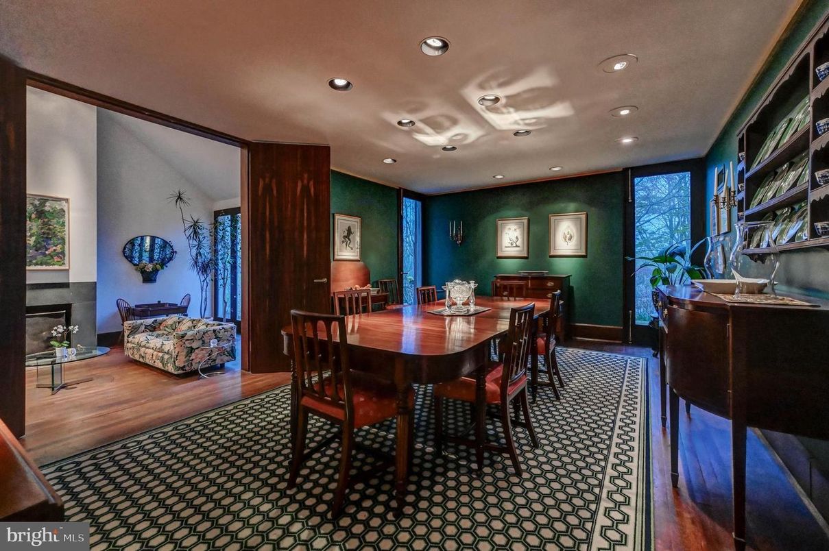 Dining room, Interior, Recessed Lighting, Wood Texture Flooring