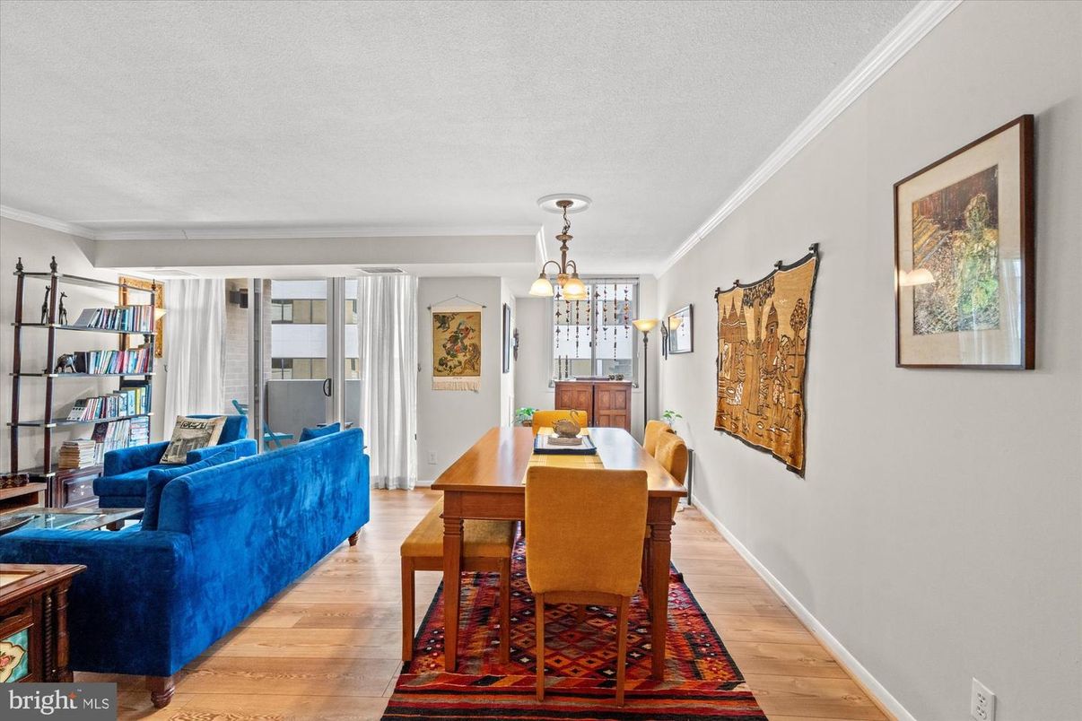 Dining room, Interior, Living room, Pendant Lights, Wood Texture Flooring